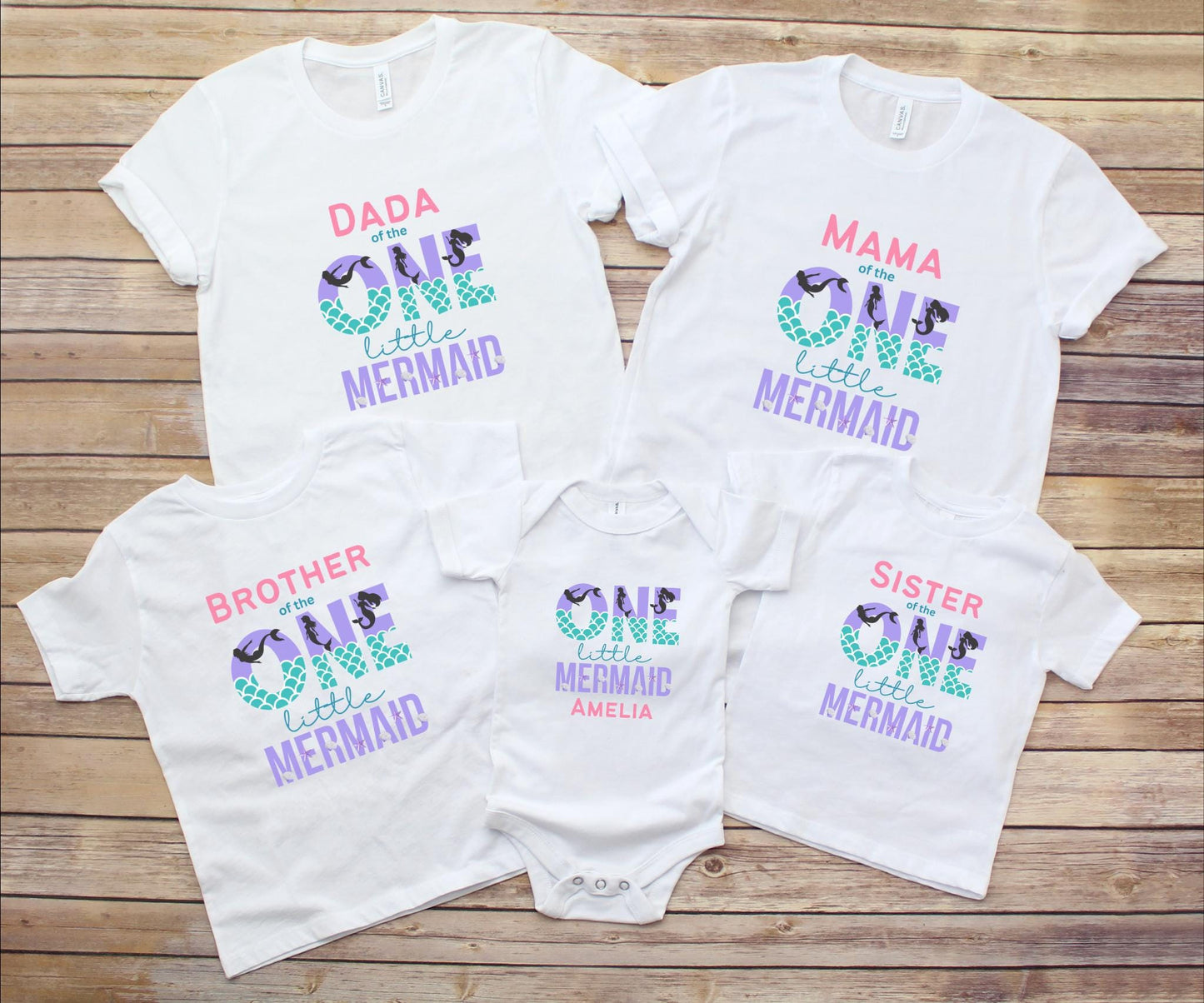 Mermaid First Birthday Family Matching Shirts: Oneder the Sea Girl's 1st Birthday Party Outfit