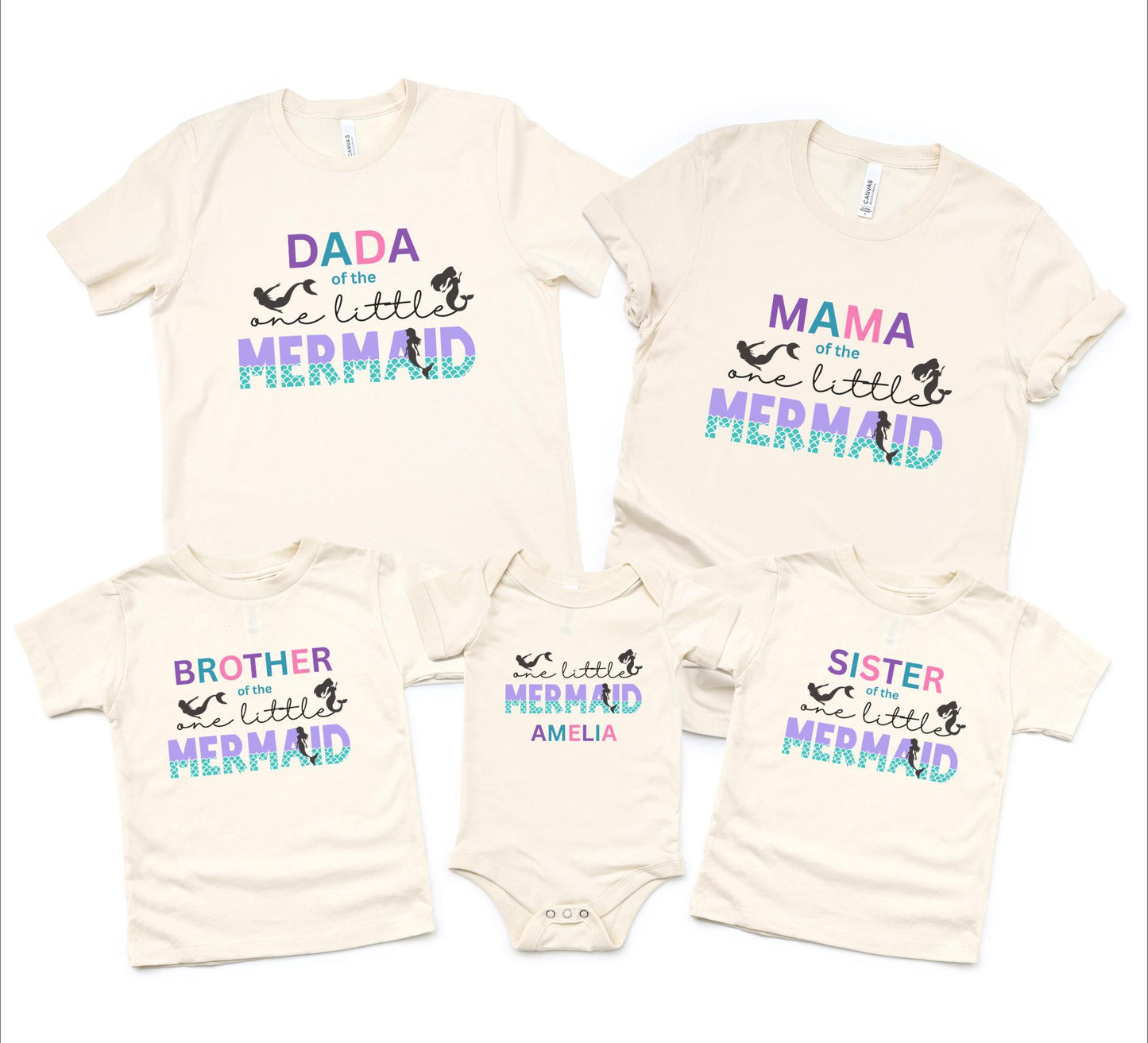 Mermaid First Birthday Family Matching Shirts: Oneder the Sea Girl's 1st Birthday Party Outfit