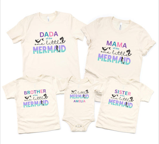 Mermaid First Birthday Family Matching Shirts: Oneder the Sea Girl's 1st Birthday Party Outfit