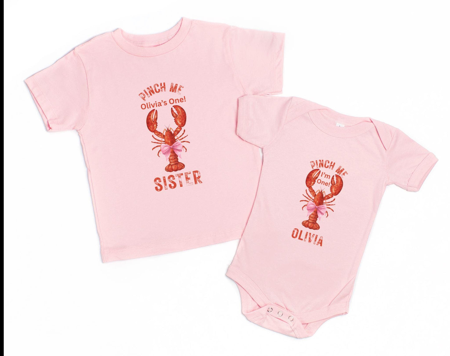 Lobster Boil First Birthday Family Matching Shirts: Pinch Me I'm One Nautical Theme Girl's 1st Birthday Party Outfit