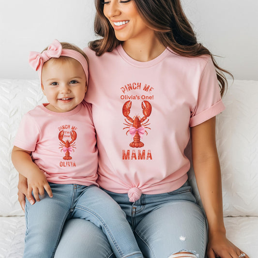Lobster Boil First Birthday Family Matching Shirts: Pinch Me I'm One Nautical Theme Girl's 1st Birthday Party Outfit