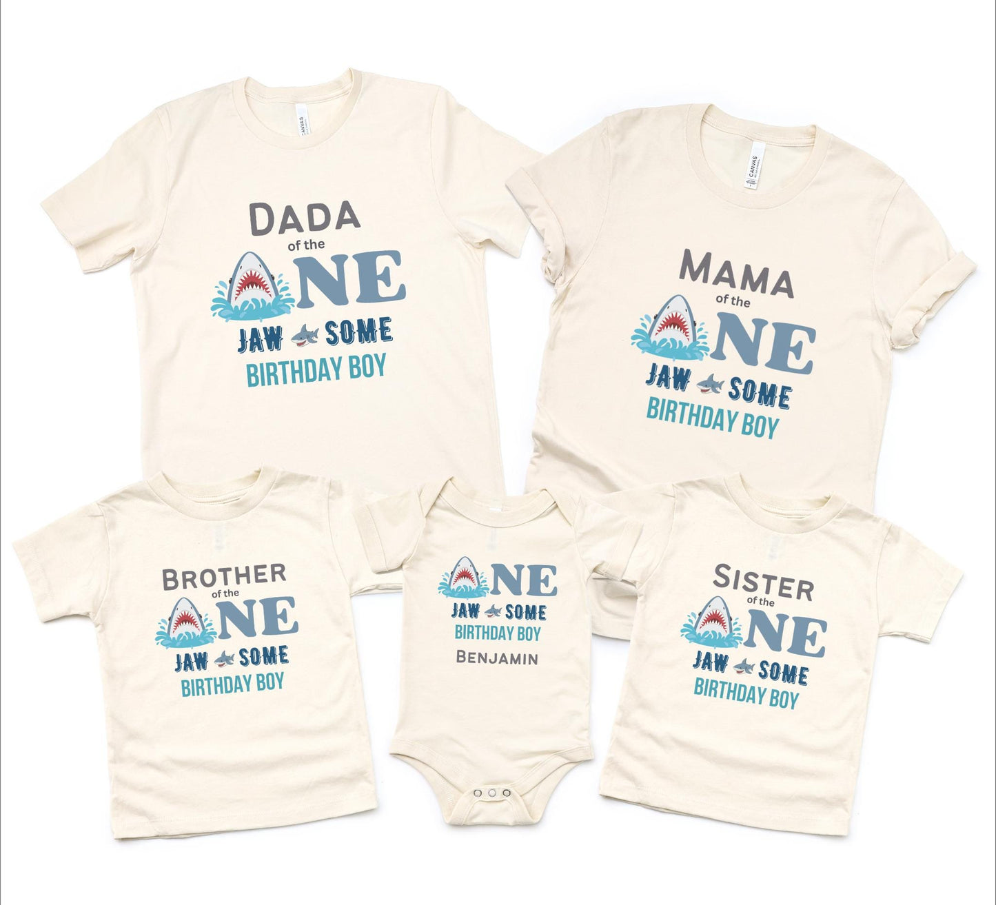 Shark First Birthday Family Matching Shirts: Jaw-Some Ocean Sea Animals Themed 1st Birthday Party Outfit
