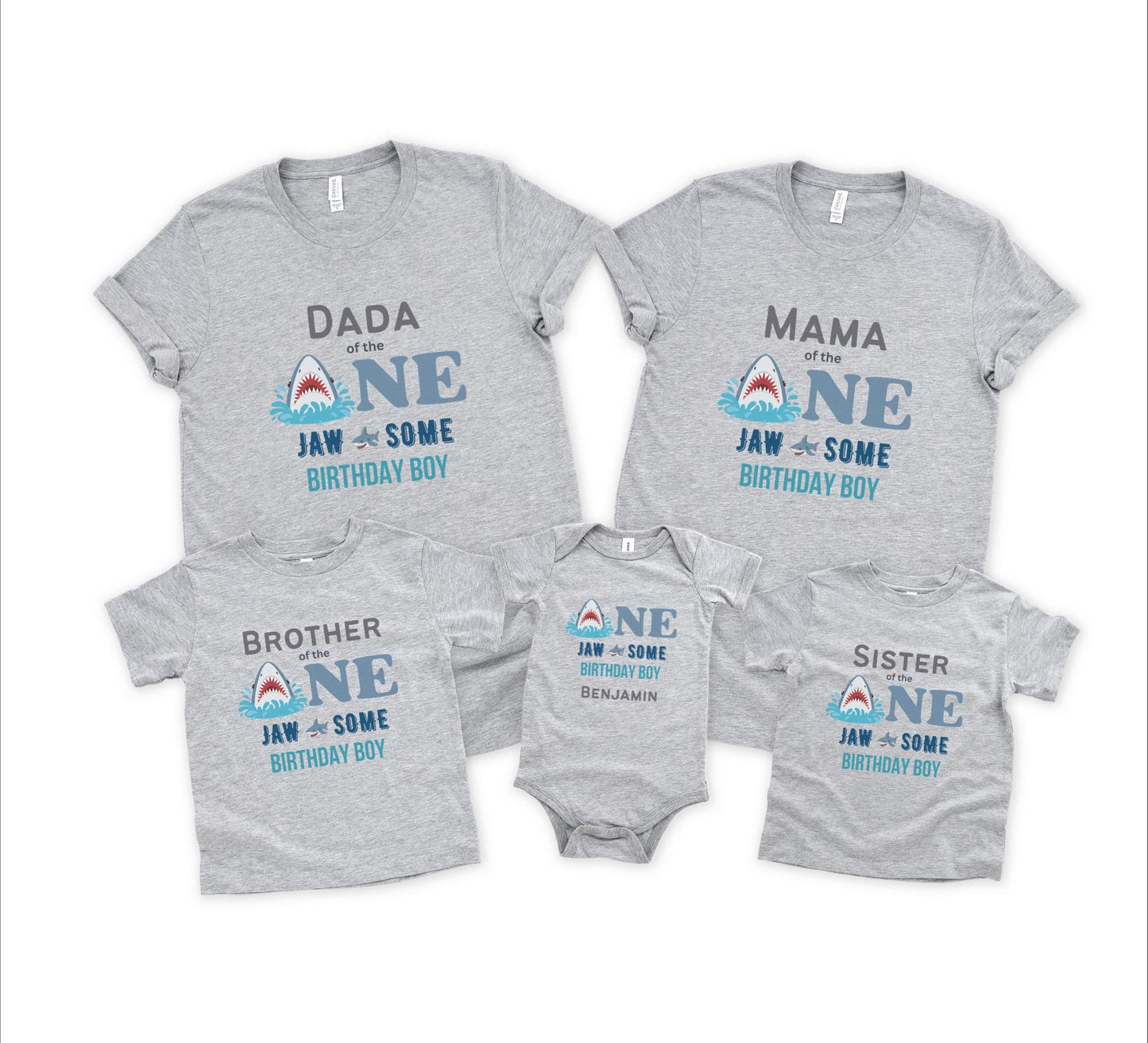 Shark First Birthday Family Matching Shirts: Jaw-Some Ocean Sea Animals Themed 1st Birthday Party Outfit