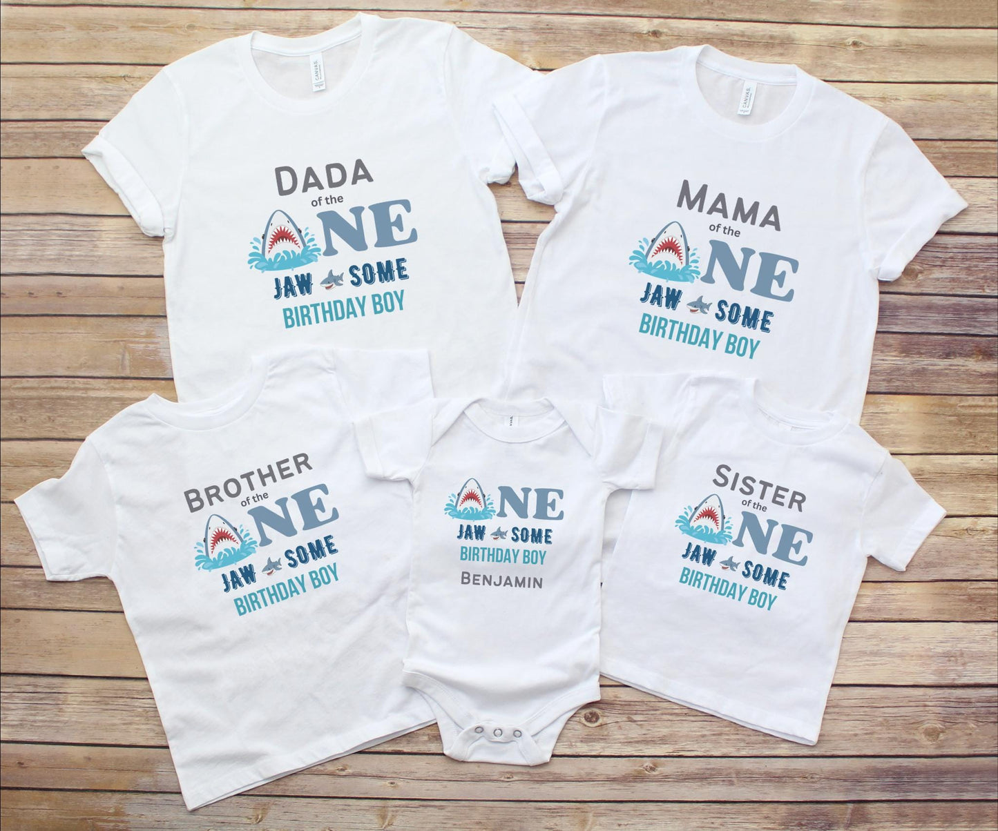Shark First Birthday Family Matching Shirts: Jaw-Some Ocean Sea Animals Themed 1st Birthday Party Outfit