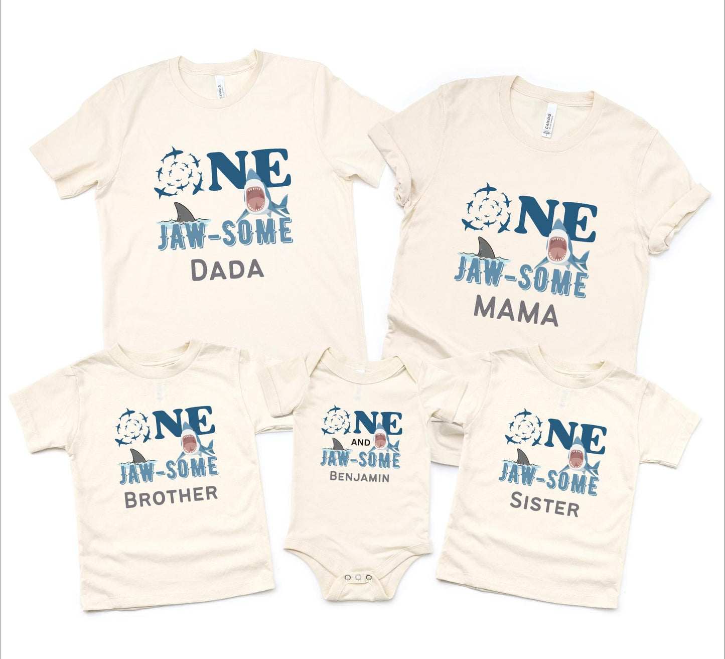Shark First Birthday Family Matching Shirts: Jaw-Some Ocean Sea Animals Themed 1st Birthday Party Outfit