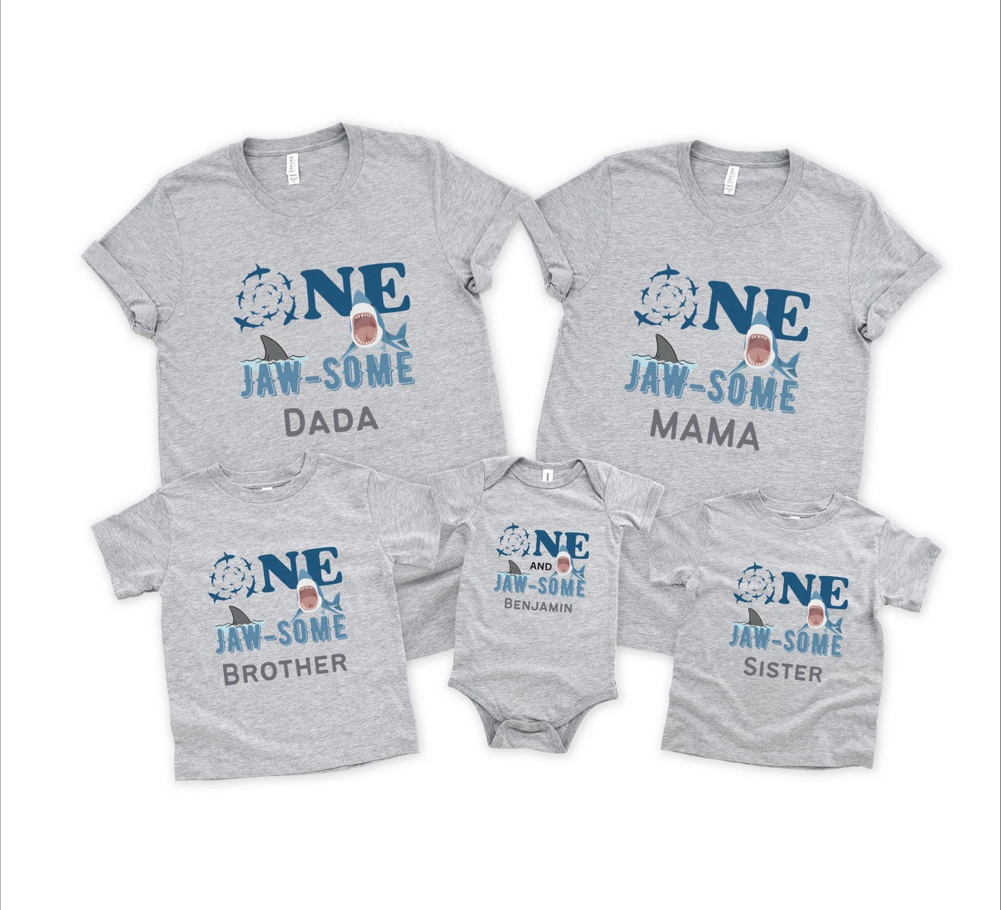 Shark First Birthday Family Matching Shirts: Jaw-Some Ocean Sea Animals Themed 1st Birthday Party Outfit