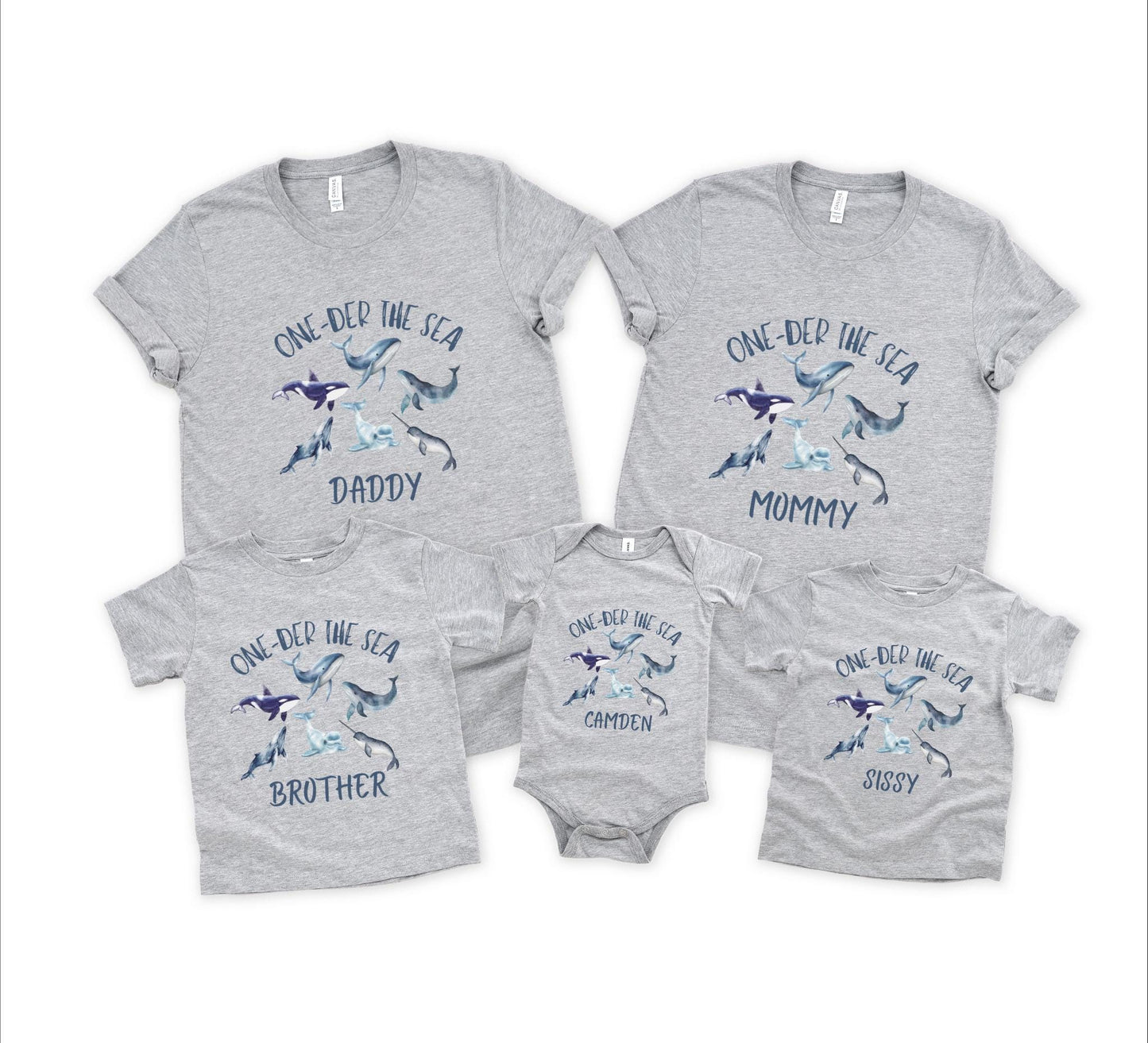 Oneder the Sea Whale First Birthday Family Matching Shirts: Ocean Sea Animals Themed 1st Birthday Party Outfit