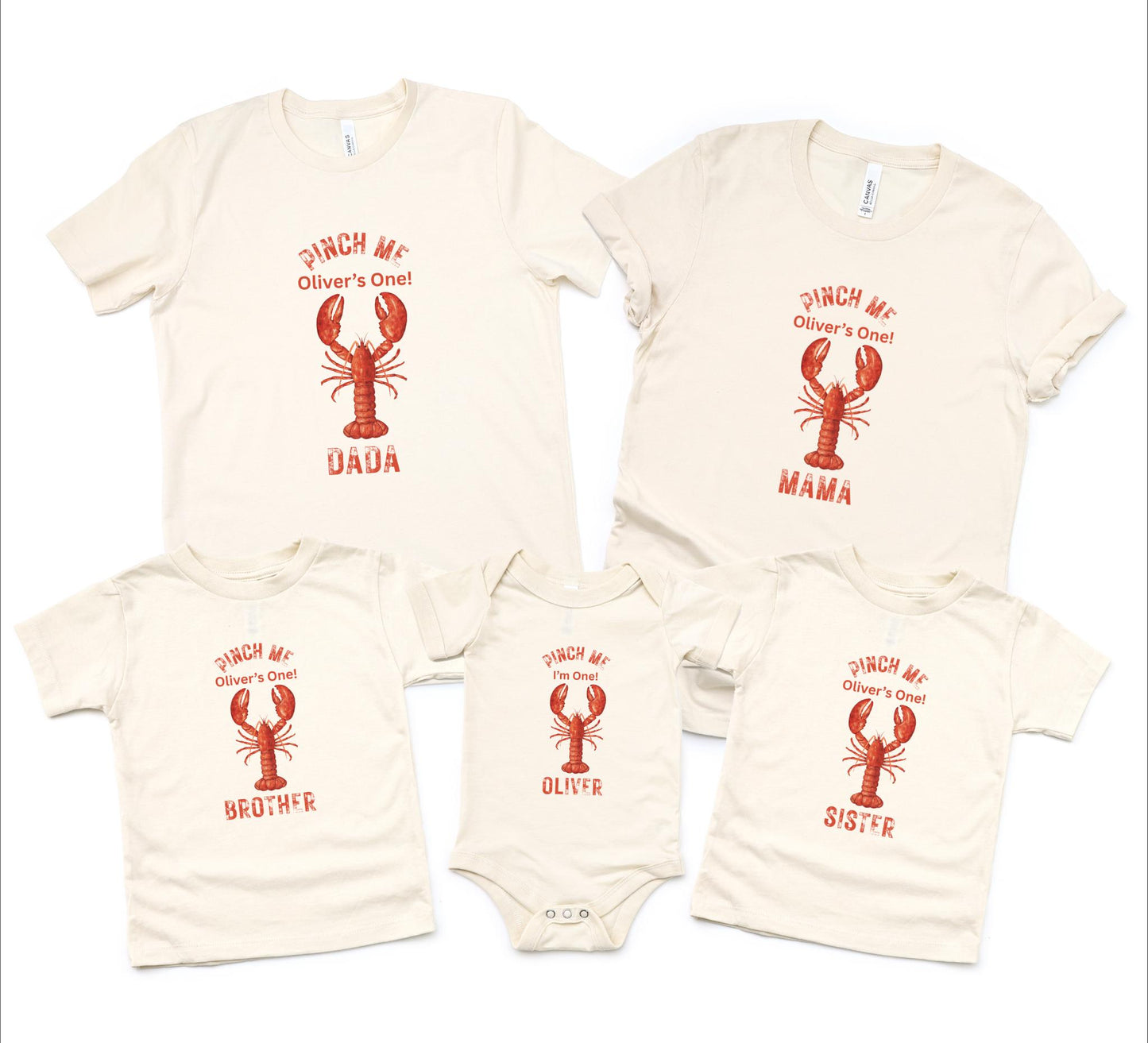 Lobster Boil First Birthday Family Matching Shirts: Pinch Me I'm One Nautical Theme 1st Birthday Party Outfit