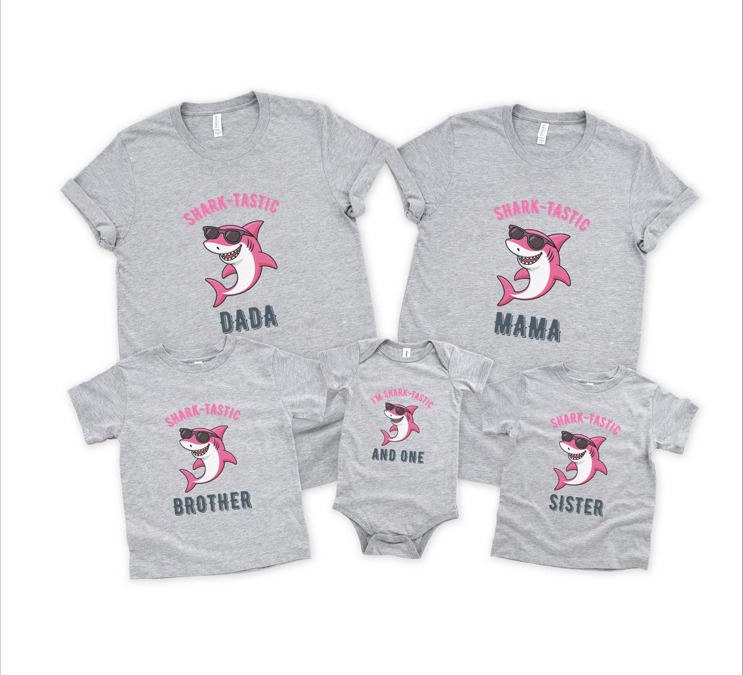 Pink Shark First Birthday Family Matching Shirts: Shark-Tastic Ocean Sea Animals Themed Girl's 1st Birthday Party Outfit