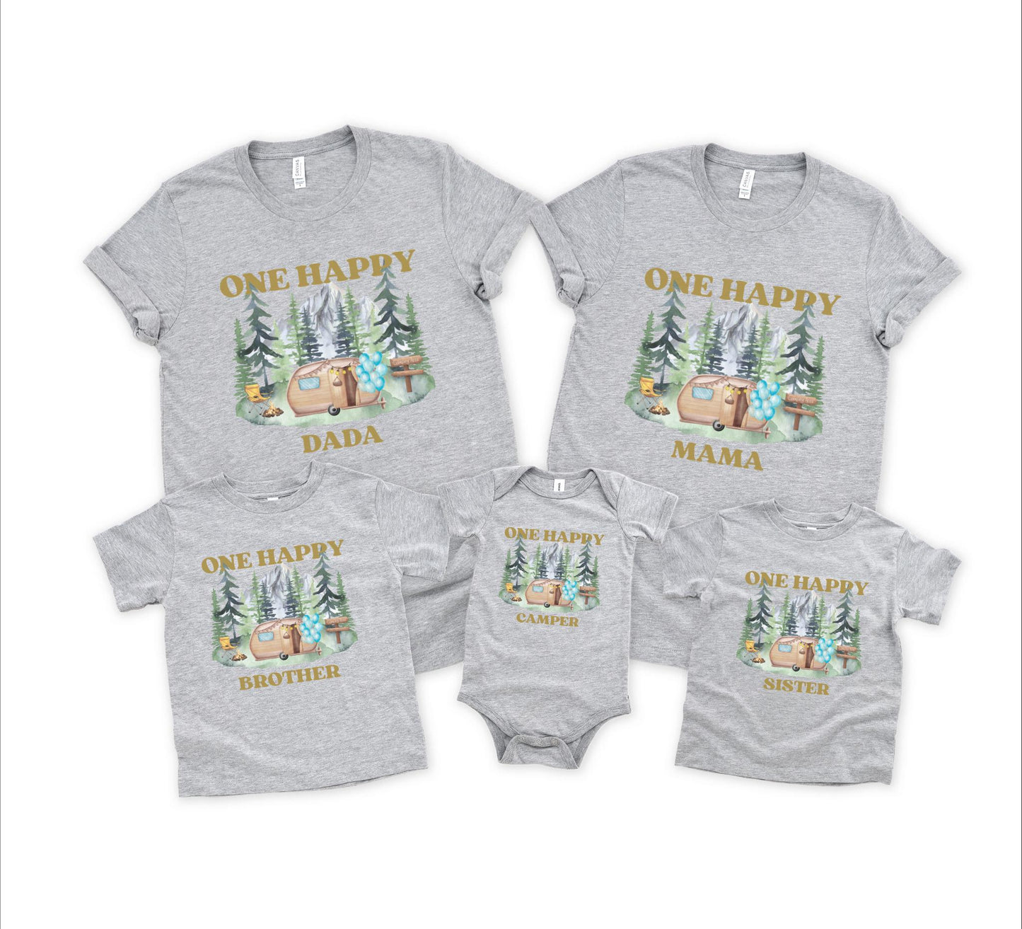 One Happy Camper First Birthday Matching Family Shirt: Custom Camping 1st Birthday Shirt