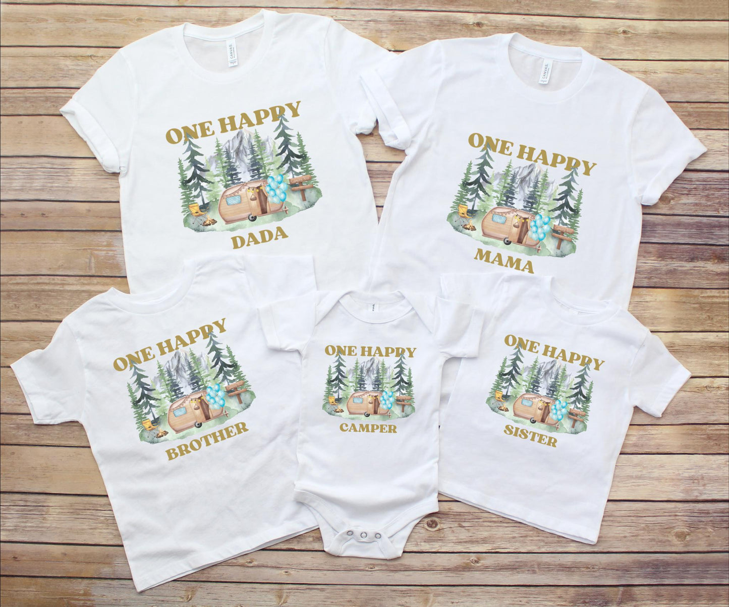 One Happy Camper First Birthday Matching Family Shirt: Custom Camping 1st Birthday Shirt