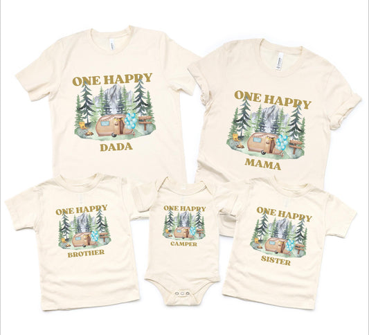 One Happy Camper First Birthday Matching Family Shirt: Custom Camping 1st Birthday Shirt