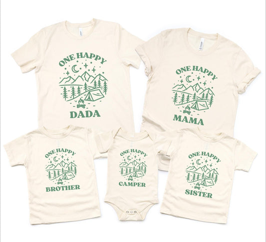 One Happy Camper First Birthday Matching Family Shirt: Custom Camping 1st Birthday Shirt
