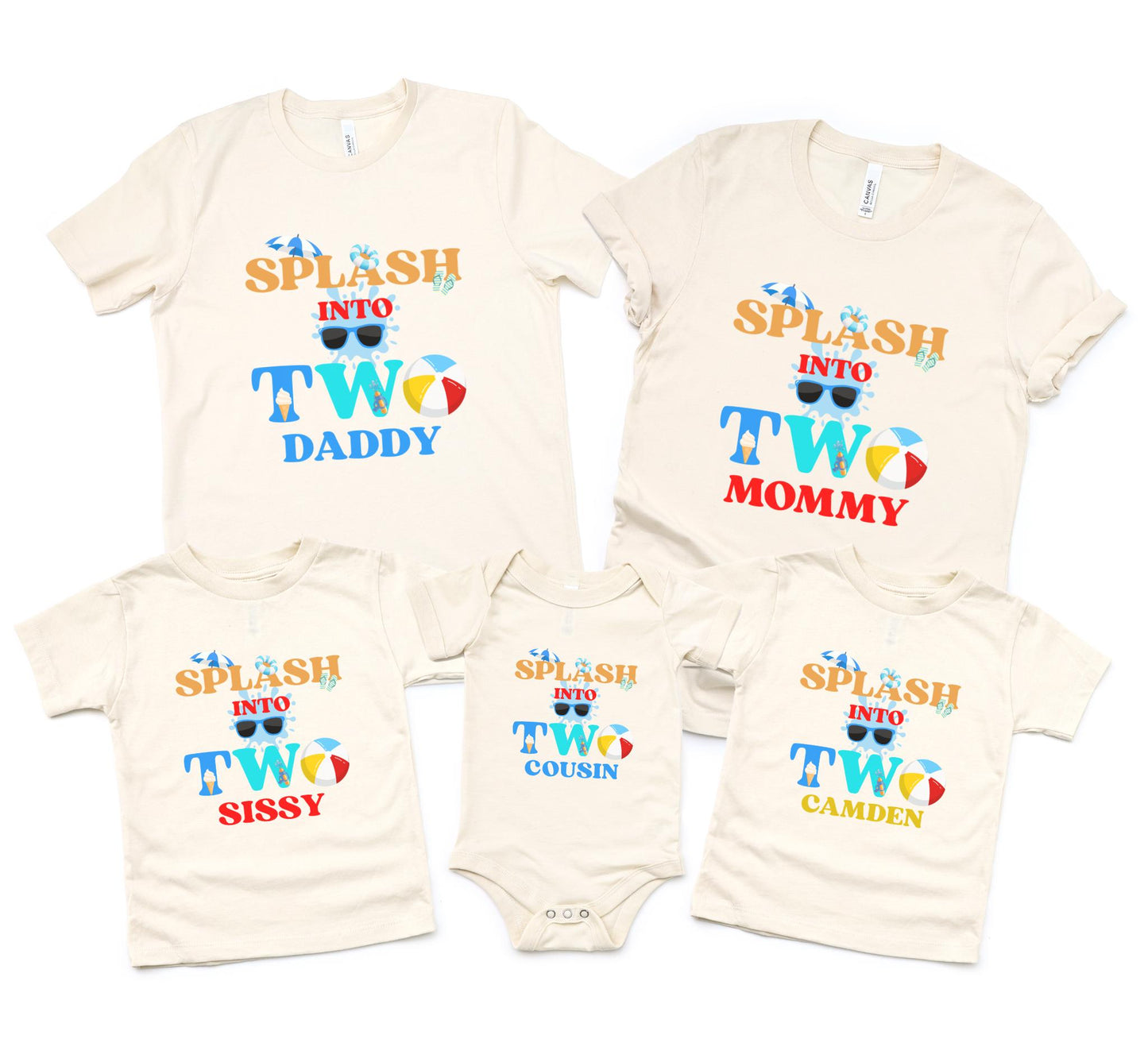 Splash Into Two Pool Party Theme Matching Family Birthday Shirts | 2nd Birthday Outfit | Summer Swimming Pad Second Birthday