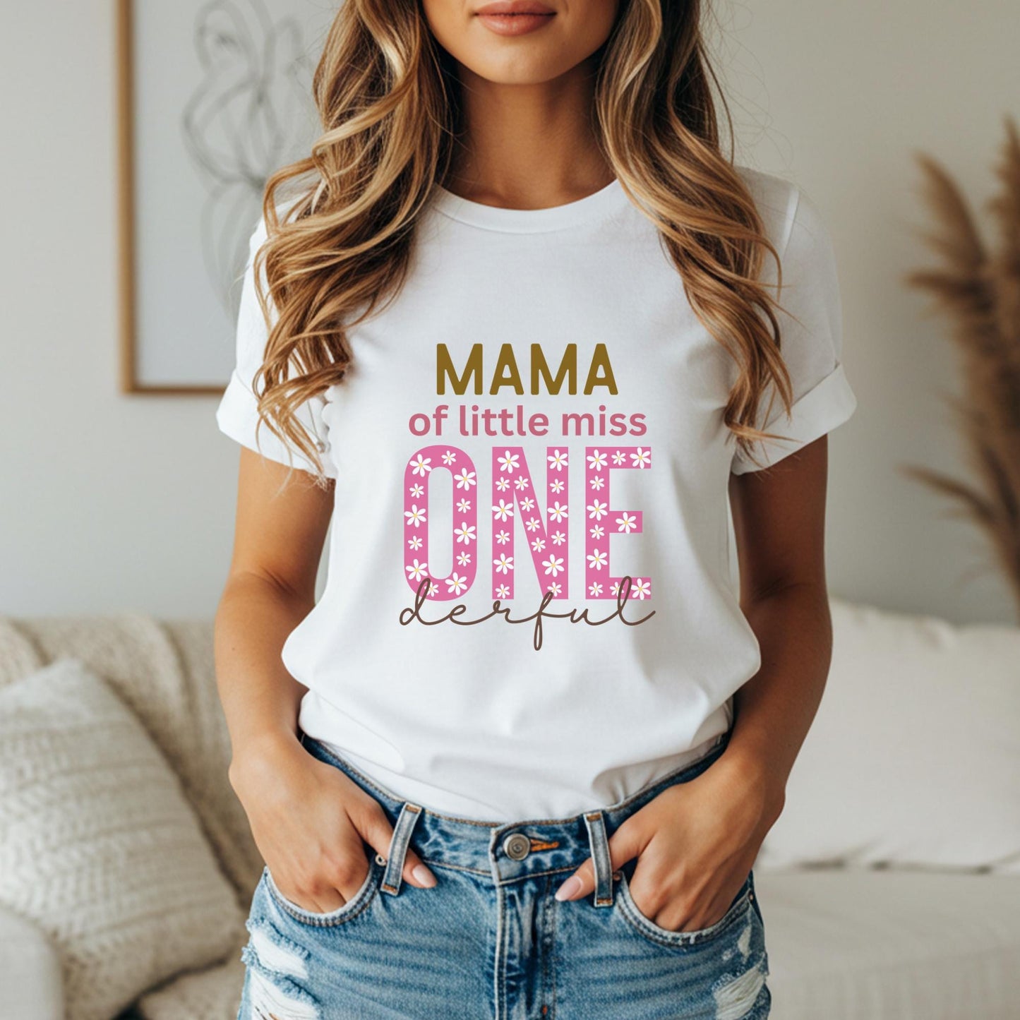 Daisy Themed ONEderful First Matching Family Birthday Shirts: Little Miss Onderful Floral 1st Birthday Outfit for Spring and Summer