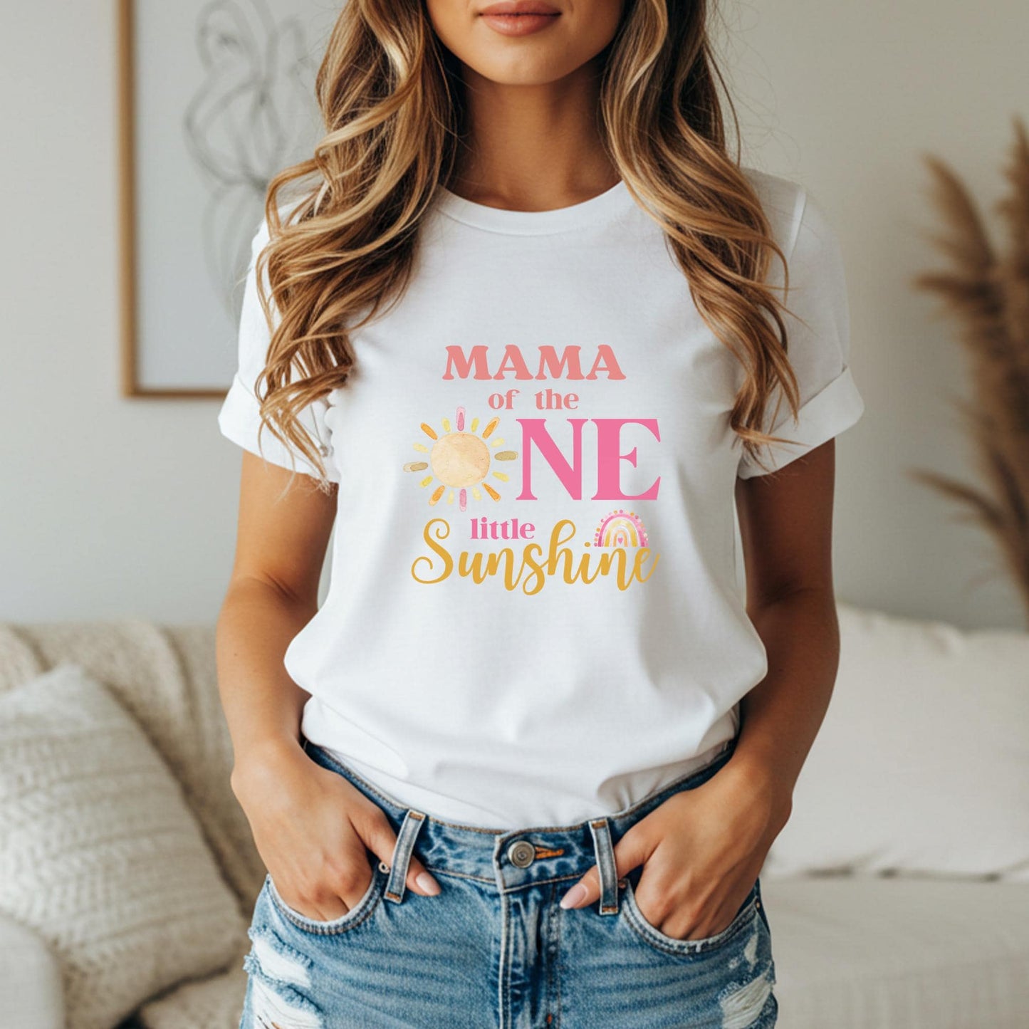 One Little Sunshine Family Matching First Birthday Shirt | Girl's Sun And Rainbow 1st Birthday Outfit | First Trip Around the Sun Tee