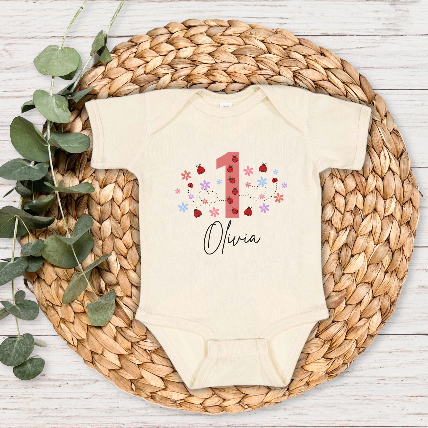 Personalized Ladybug First Birthday Shirt: Bug Theme 1st Birthday Party Outfit