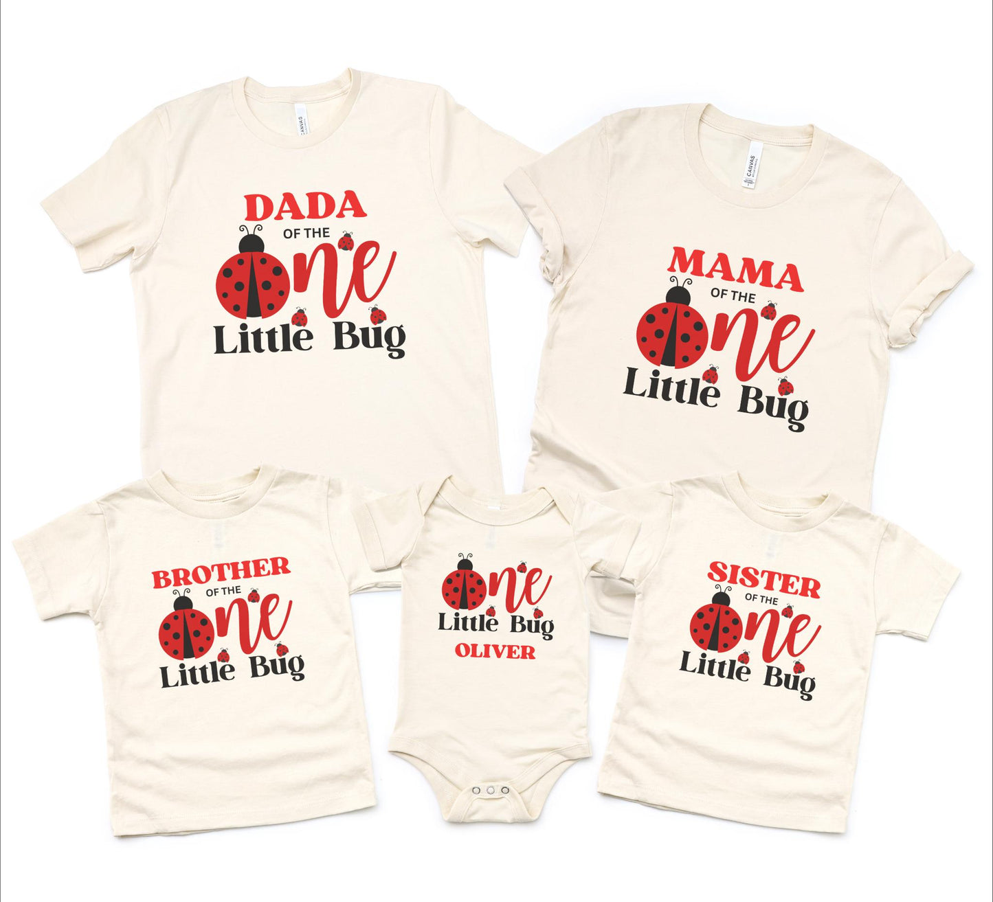 Personalized Ladybug First Birthday Family Matching Shirt: Bug Theme 1st Birthday Party Outfit