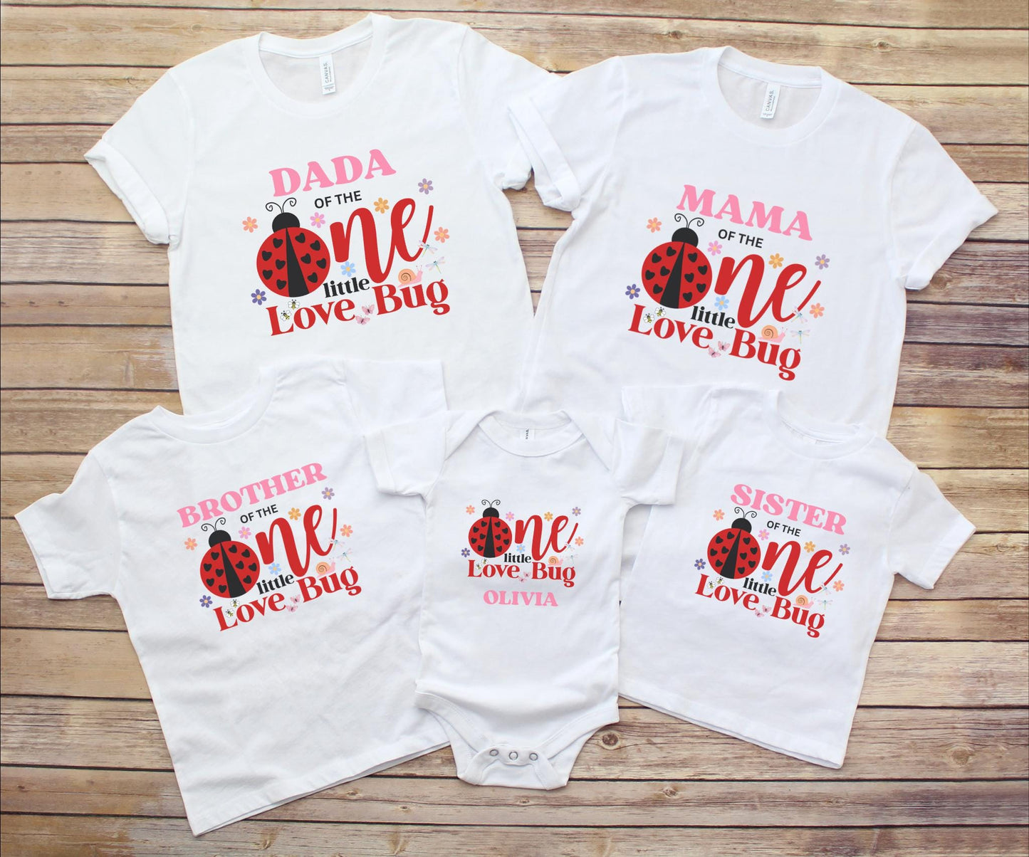 Personalized Ladybug First Birthday Family Matching Shirt: Bug Theme 1st Birthday Party Outfit