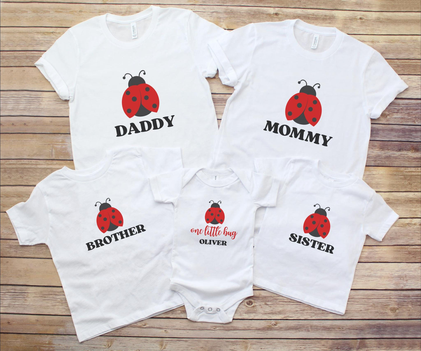 Personalized Ladybug First Birthday Family Matching Shirt: Bug Theme 1st Birthday Party Outfit