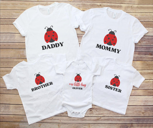 Personalized Ladybug First Birthday Family Matching Shirt: Bug Theme 1st Birthday Party Outfit