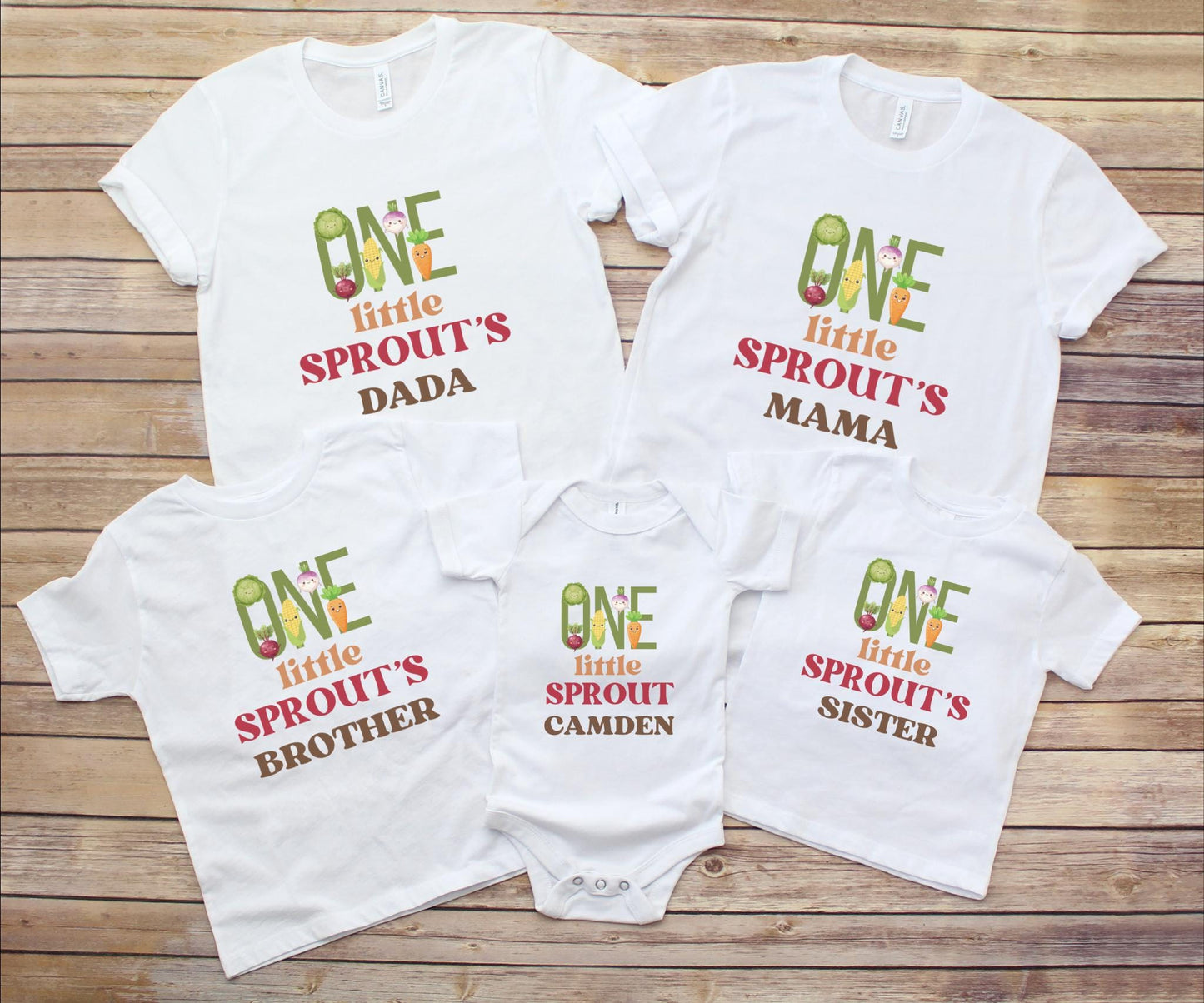 One Little Sprout First Birthday Family Matching Shirts: Gardening Farmer's Market Themed 1st Birthday Party Outfit