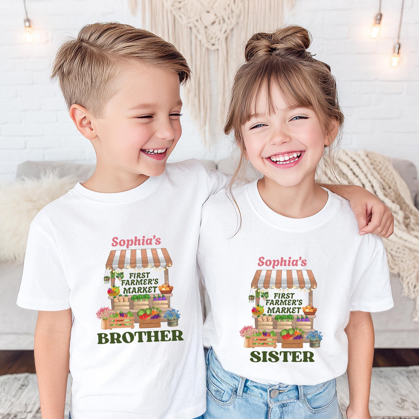 Farmer's Market Theme First Birthday Family Matching Shirts: Spring Summer Flower Vegetables Market 1st Birthday Party Outfit