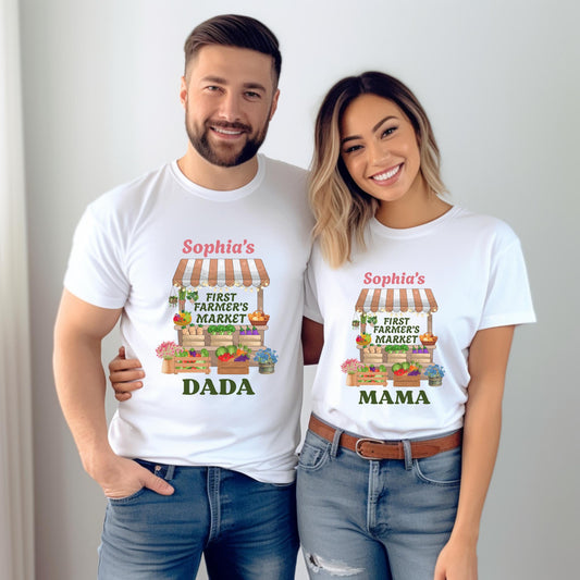 Farmer's Market Theme First Birthday Family Matching Shirts: Spring Summer Flower Vegetables Market 1st Birthday Party Outfit