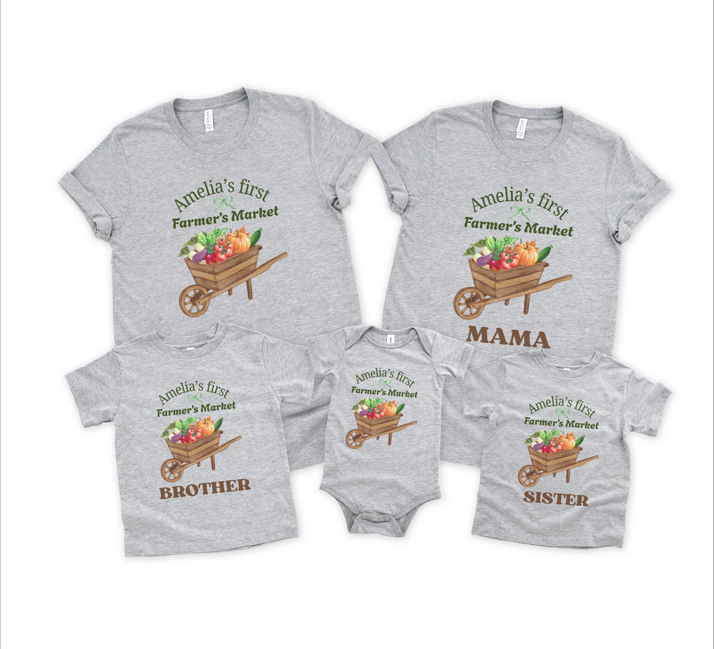 Farmer's Market Theme First Birthday Family Matching Shirts: Spring Summer Flower Vegetables Market 1st Birthday Party Outfit