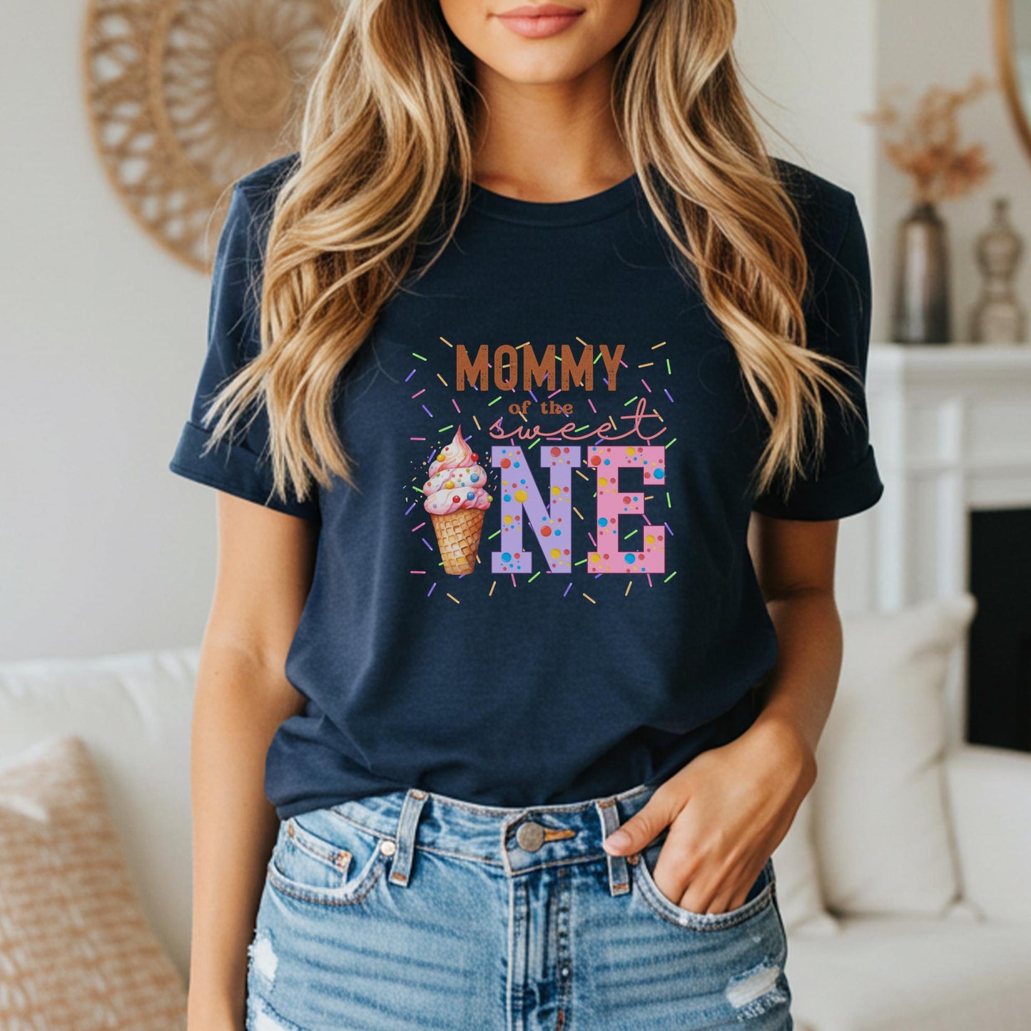 Sweet One Ice Cream Themed First Birthday Family Matching Shirts: Mom Dad Bro Sis Summer Outfit