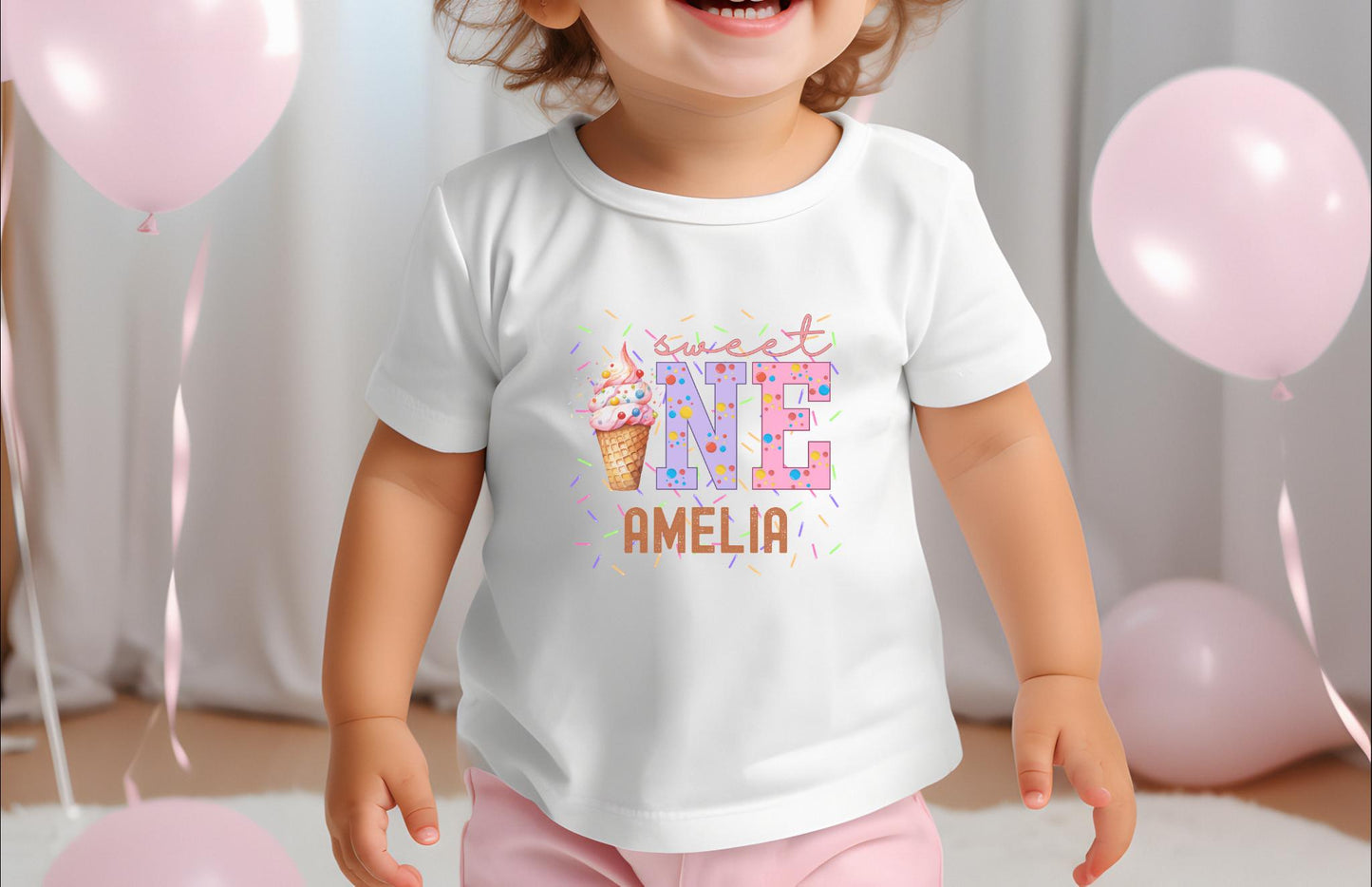 Sweet One Ice Cream Themed First Birthday Family Matching Shirts: Mom Dad Bro Sis Summer Outfit