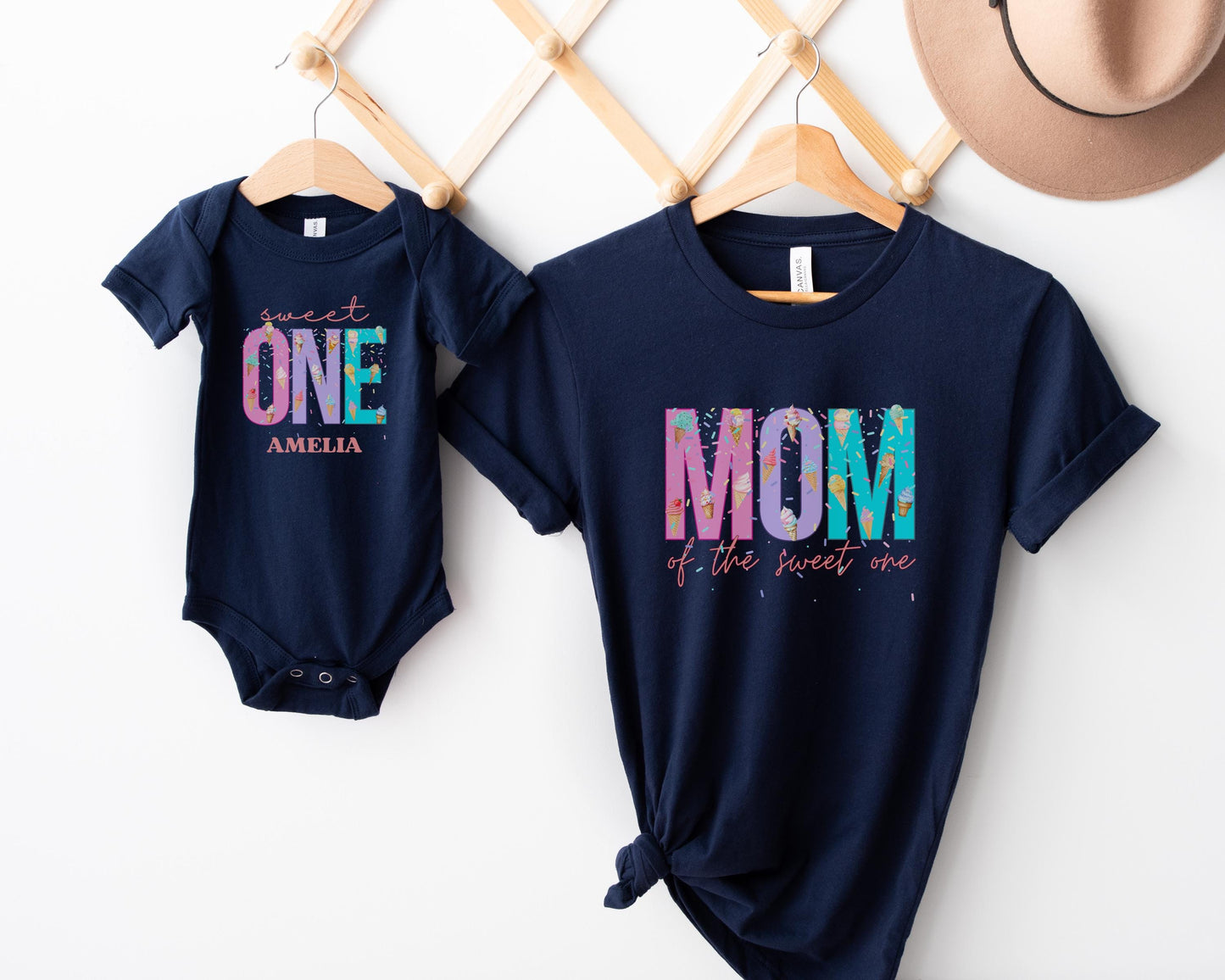 Sweet One Ice Cream Themed First Birthday Family Matching Shirts: Mom Dad Bro Sis Summer Outfit