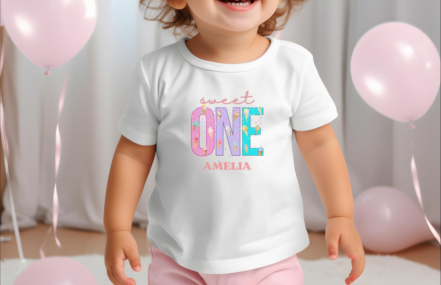 Sweet One Ice Cream Themed First Birthday Family Matching Shirts: Mom Dad Bro Sis Summer Outfit