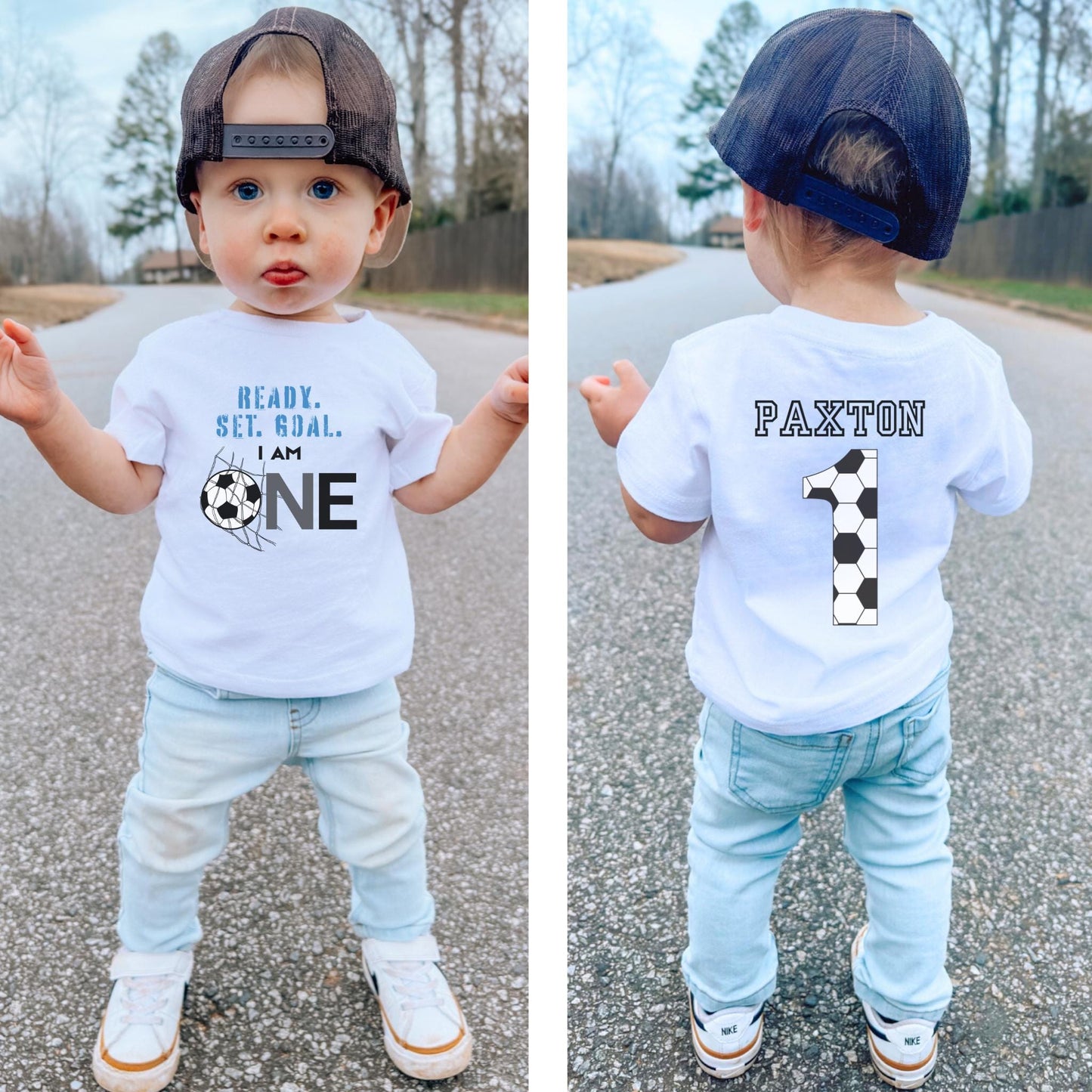 Personalized First Birthday Soccer Shirt | Soccer 1st Birthday Party Family Matching Outfit | Baby Birthday T-Shirt | Sports Themed Tee Gift