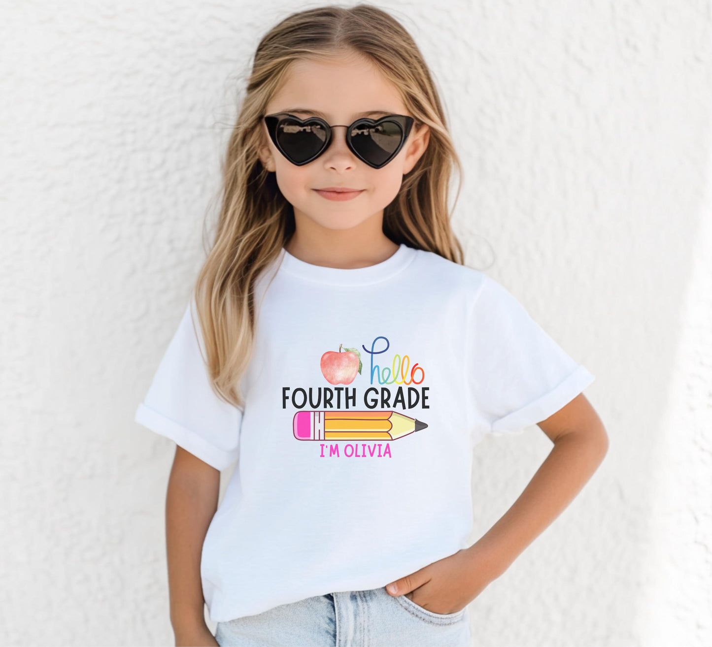 Personalized Back to School Girl's Shirt: Hello Kindergarten First Day of School Outfit