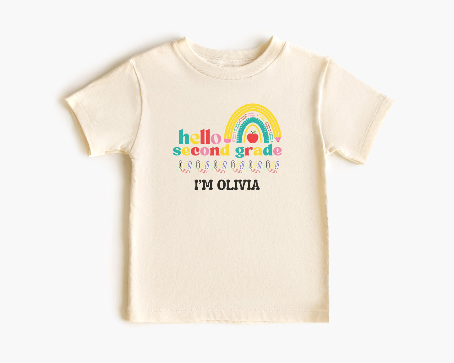 Personalized Back to School Girl's Shirt: Hello Kindergarten Rainbow First Day of School Outfit