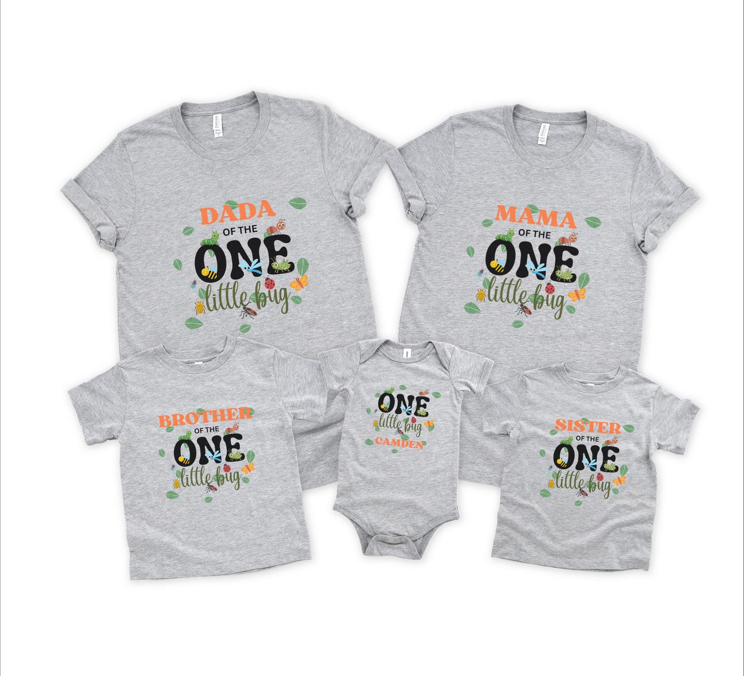 Personalized Insects Theme First Birthday Family Matching Shirts: One Little Bug 1st Birthday Party Outfit