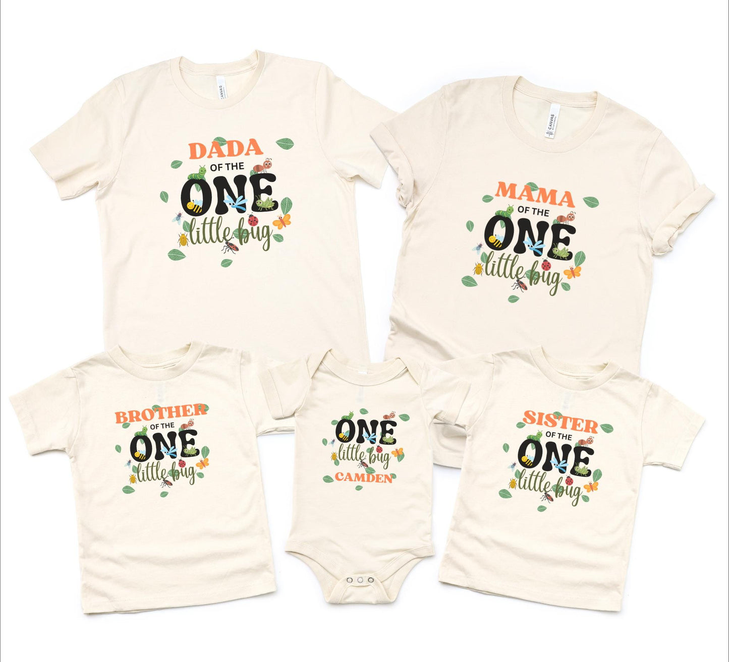 Personalized Insects Theme First Birthday Family Matching Shirts: One Little Bug 1st Birthday Party Outfit