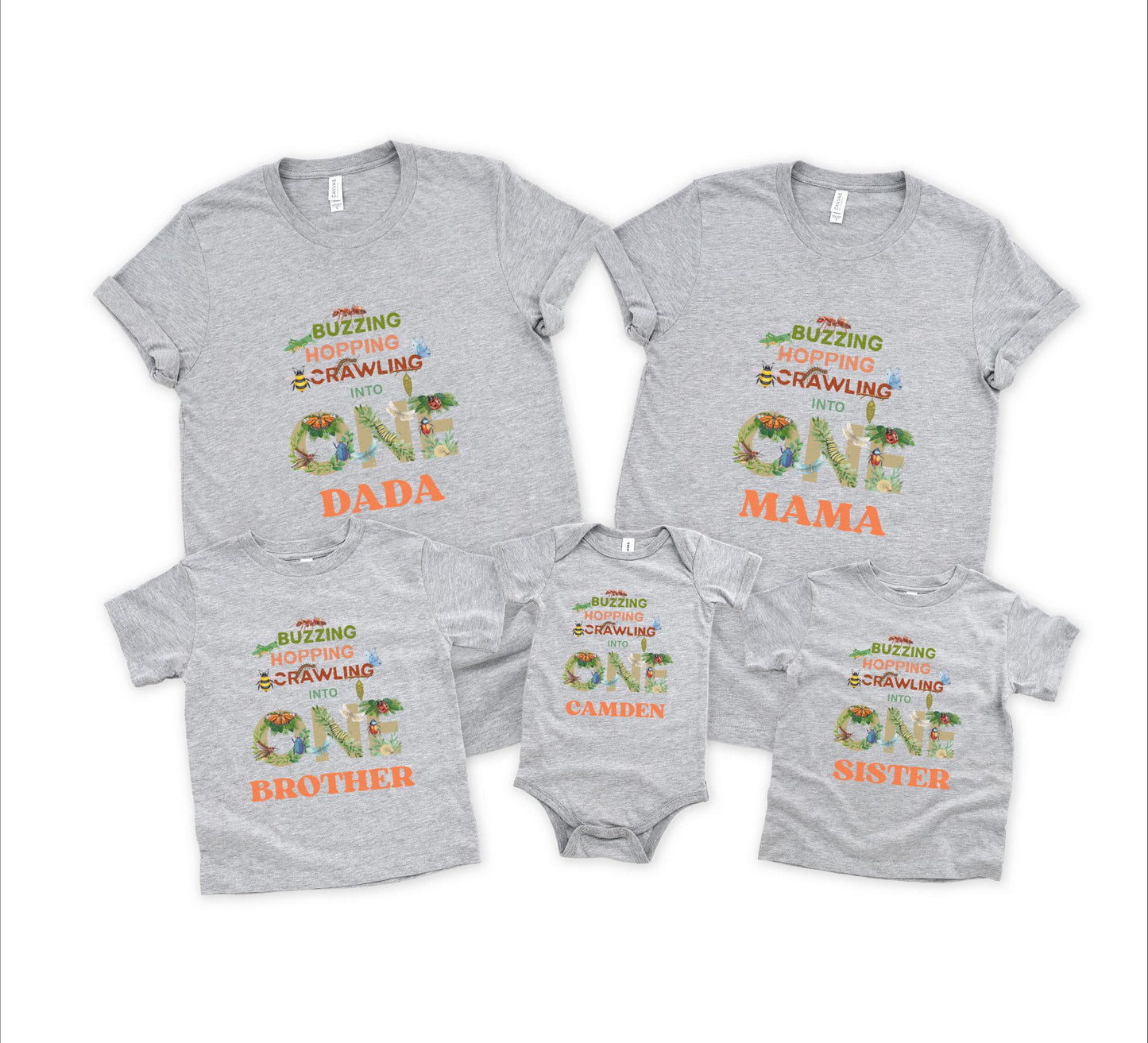 Personalized Insects Theme First Birthday Family Matching Shirts: One Little Bug 1st Birthday Party Outfit