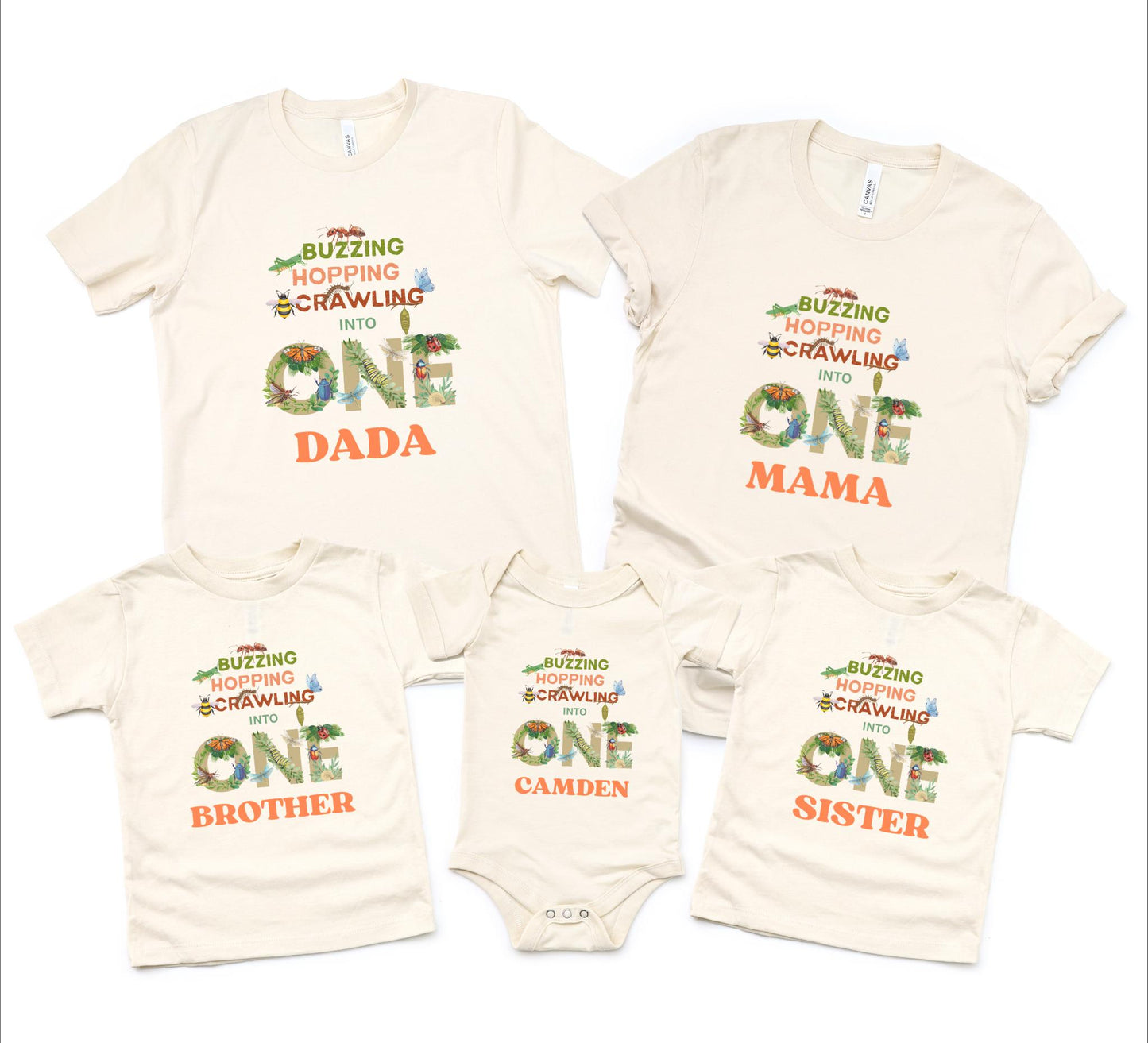 Personalized Insects Theme First Birthday Family Matching Shirts: One Little Bug 1st Birthday Party Outfit
