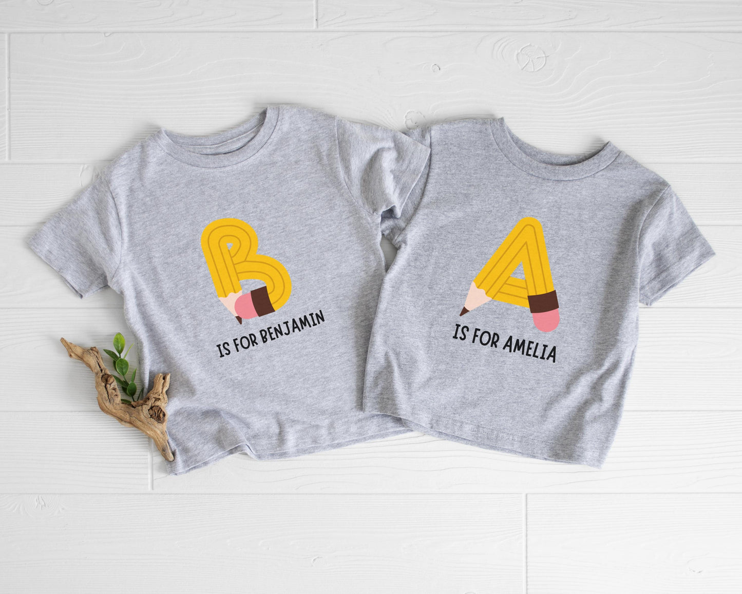 Personalized Back to School Kids Shirt: Custom Pencil Alphabet Boys and Girls First Day of School Outfit