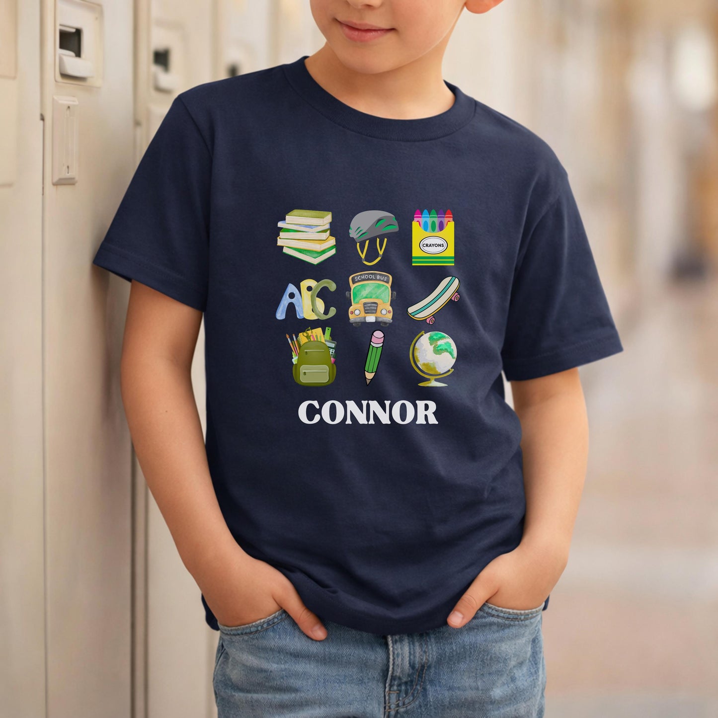 Personalized Retro Boys Shirt: Custom Name First Day School Outfit