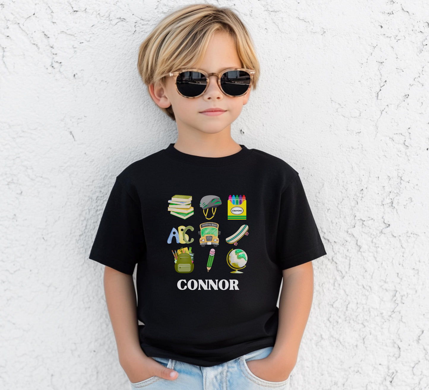 Personalized Retro Boys Shirt: Custom Name First Day School Outfit