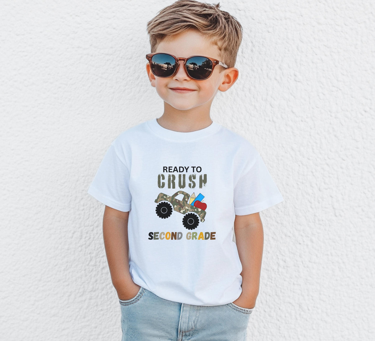 Monster Truck Third Grade Shirt: Camouflage Back to School Tee