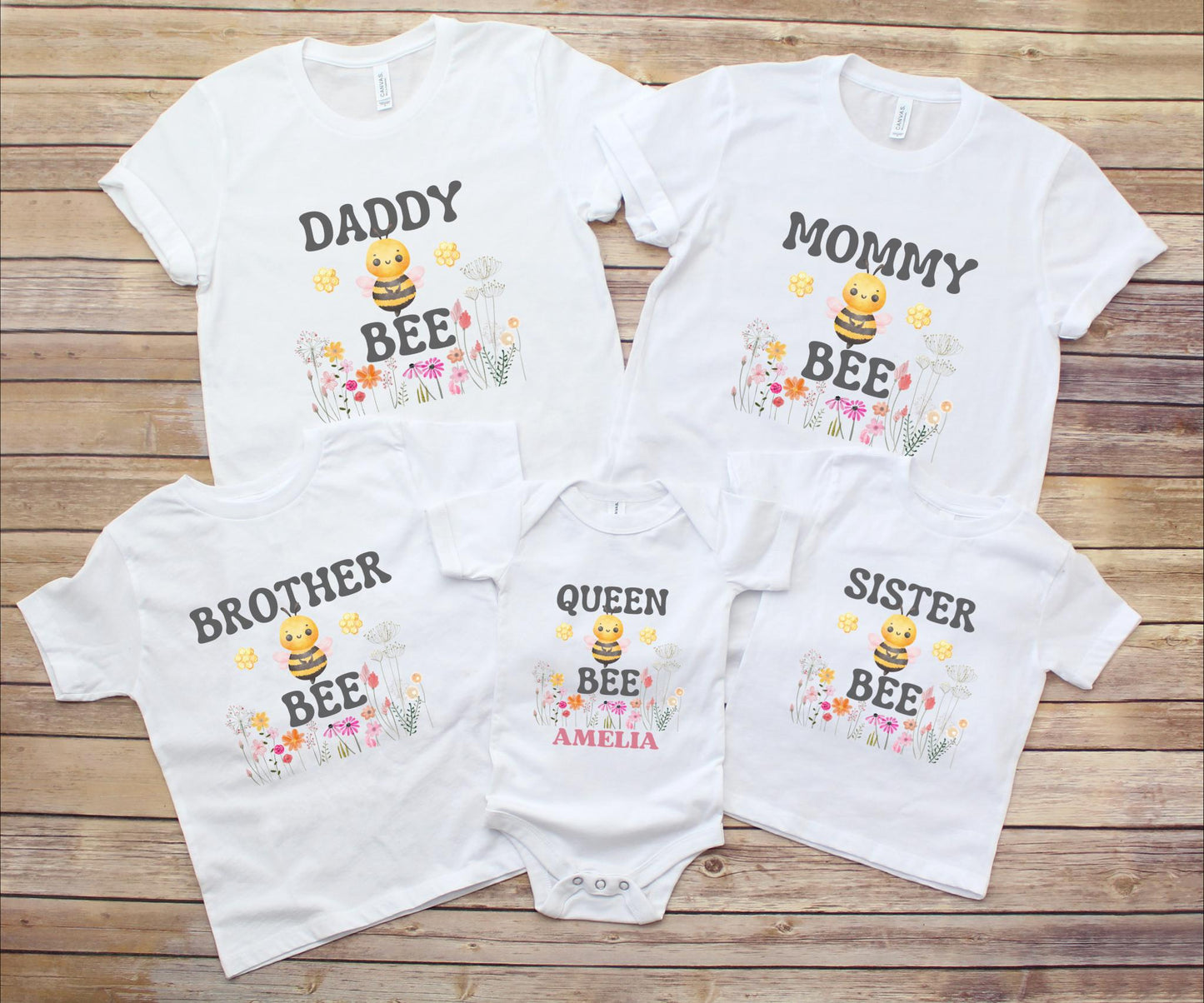Bee Family Matching First Birthday Shirts: Queen Honey, Bumble Bee Themed  1st Bee-Day Party Outfit