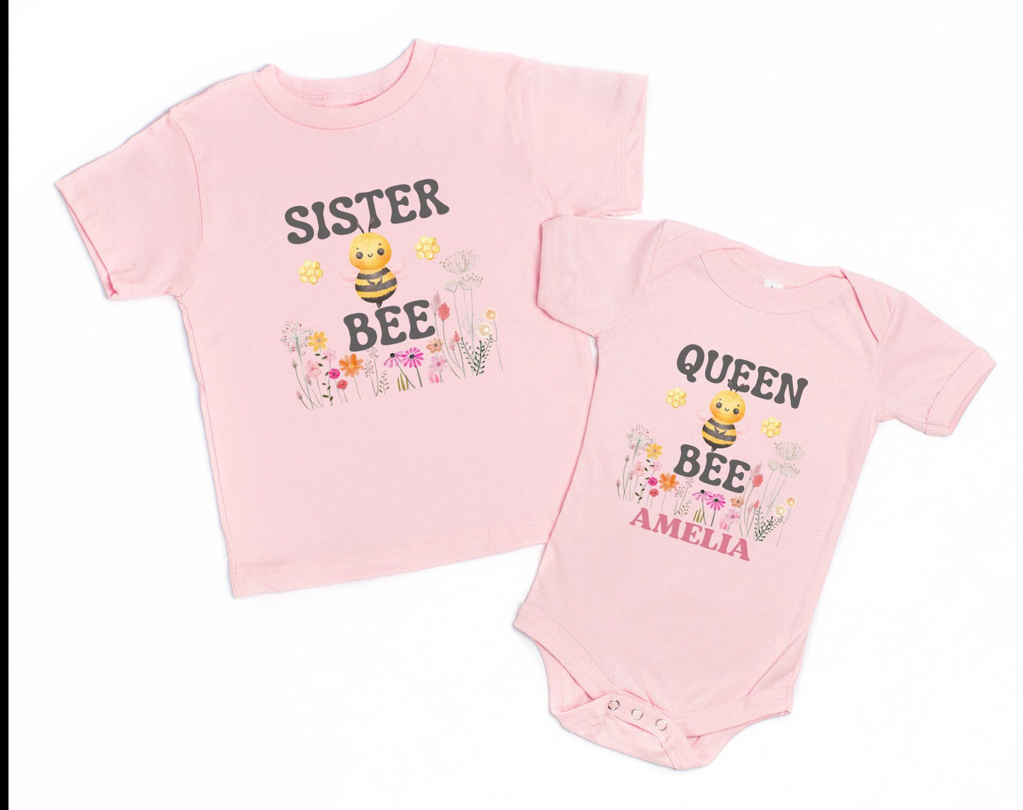 Bee Family Matching First Birthday Shirts: Queen Honey, Bumble Bee Themed  1st Bee-Day Party Outfit