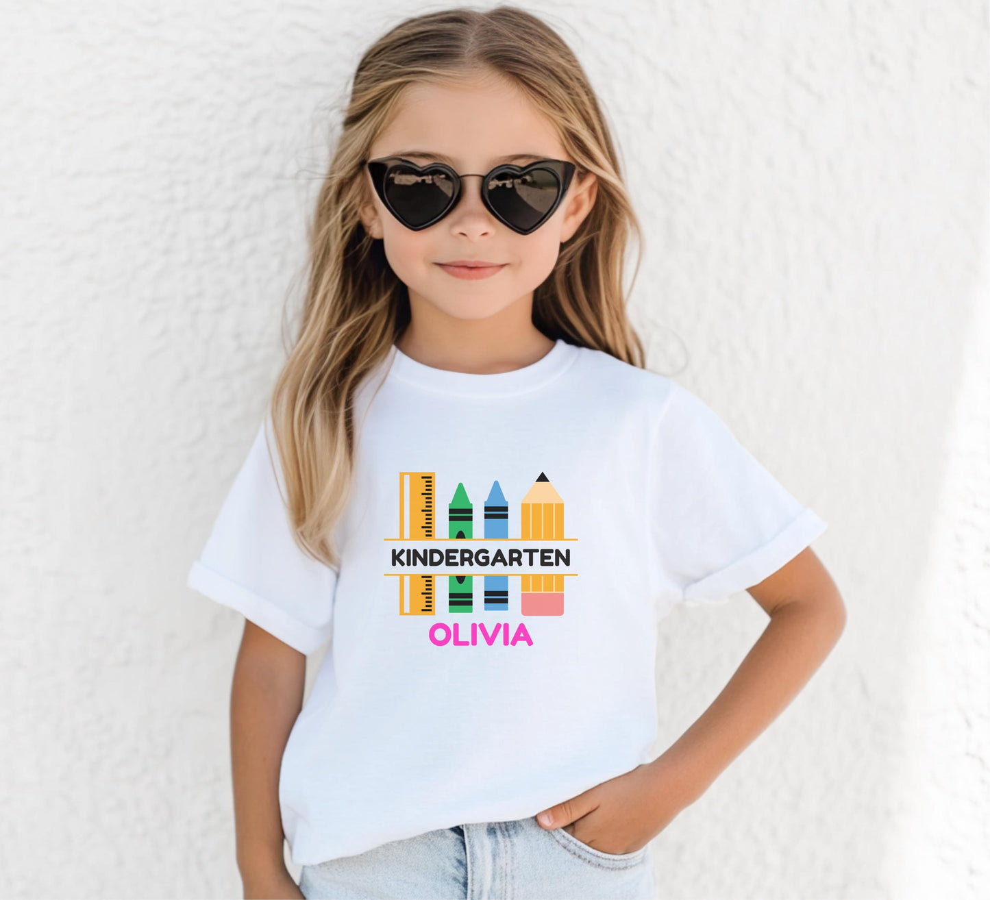 Personalized Back to School Shirt: Customized School Supplies Girl Boy Name T-Shirt