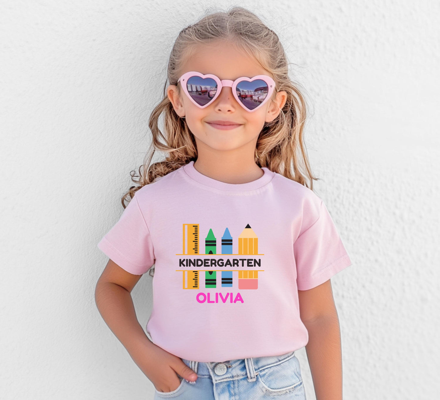 Personalized Back to School Shirt: Customized School Supplies Girl Boy Name T-Shirt