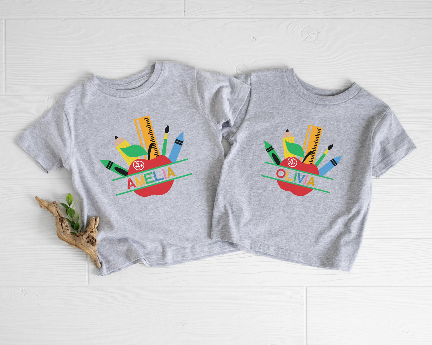 Personalized Back to School Shirt: Customized School Supplies Girl Name T-Shirt