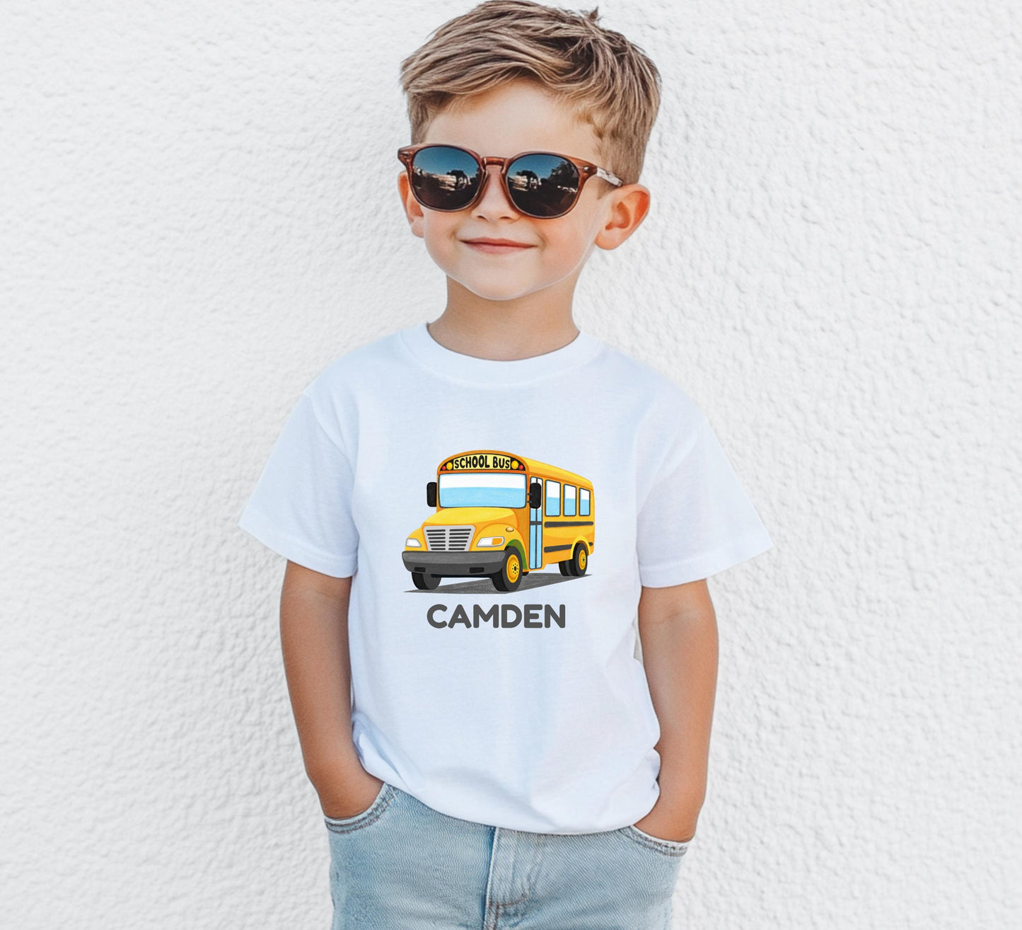 Personalized Yellow School Bus Shirt: Custom Back to School Kids Outfit